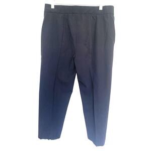 Lafayette 148 Wool Pants 10 Navy Gramercy  Step Raw Hem Preppy Business Casual